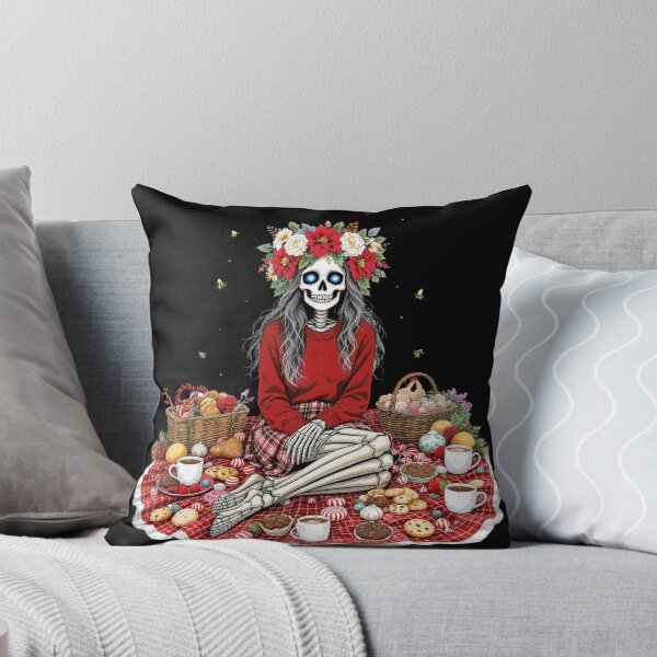 Item preview, Floral Feast Skeleton Girl | Cozy Christmas Picnic Design designed and sold by ColorSplash123.