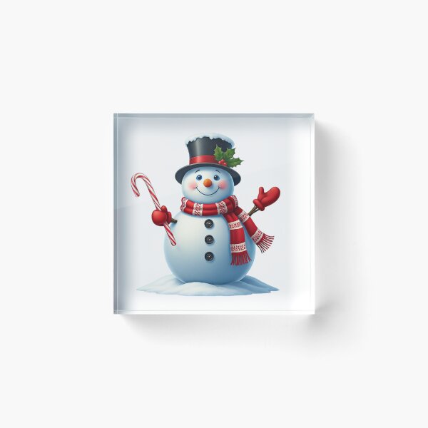 Item preview, Cheerful Snowman with Candy Cane and Top Hat – Festive Winter Holiday Art designed and sold by PixelVibe782.