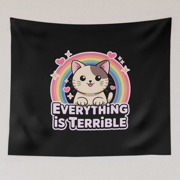 Item preview, Everything Is Terrible Sarcasm Rainbow Kitten Cute Cat designed and sold by VENOM0RIOT.