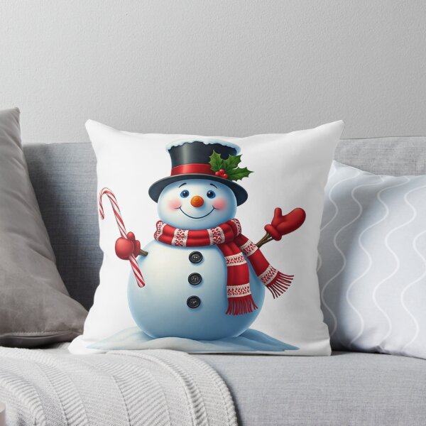 Item preview, Cheerful Snowman with Candy Cane and Top Hat – Festive Winter Holiday Art designed and sold by PixelVibe782.