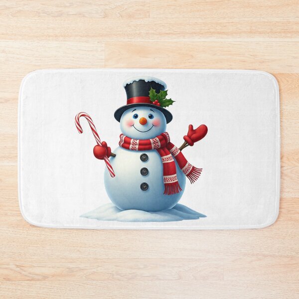 Item preview, Cheerful Snowman with Candy Cane and Top Hat – Festive Winter Holiday Art designed and sold by PixelVibe782.