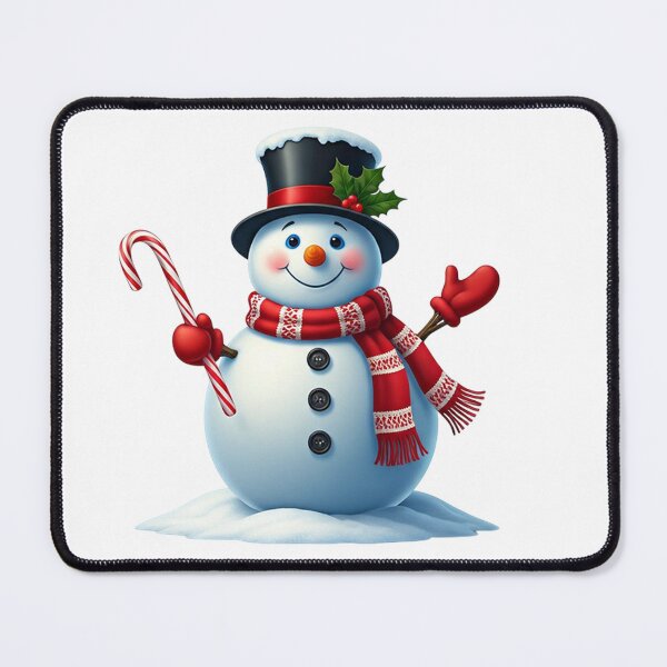 Item preview, Cheerful Snowman with Candy Cane and Top Hat – Festive Winter Holiday Art designed and sold by PixelVibe782.