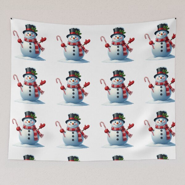 Item preview, Cheerful Snowman with Candy Cane and Top Hat – Festive Winter Holiday Art designed and sold by PixelVibe782.