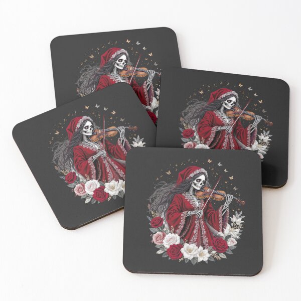 Item preview, Violin Skeleton Girl | Elegant Gothic Christmas Music Design designed and sold by ColorSplash123.