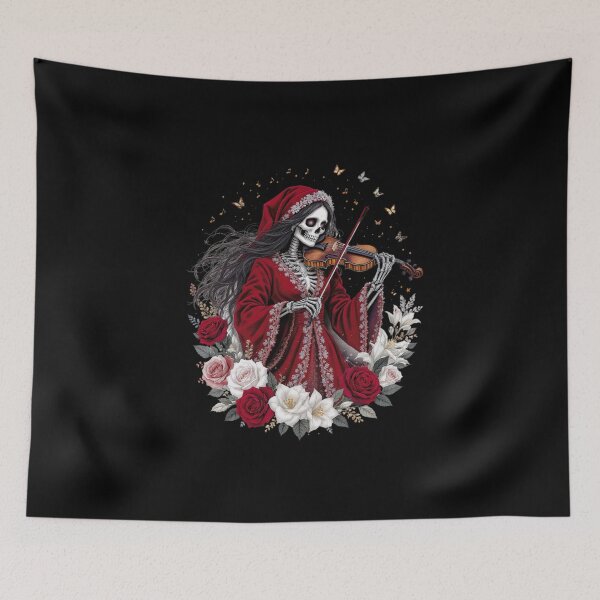 Item preview, Violin Skeleton Girl | Elegant Gothic Christmas Music Design designed and sold by ColorSplash123.