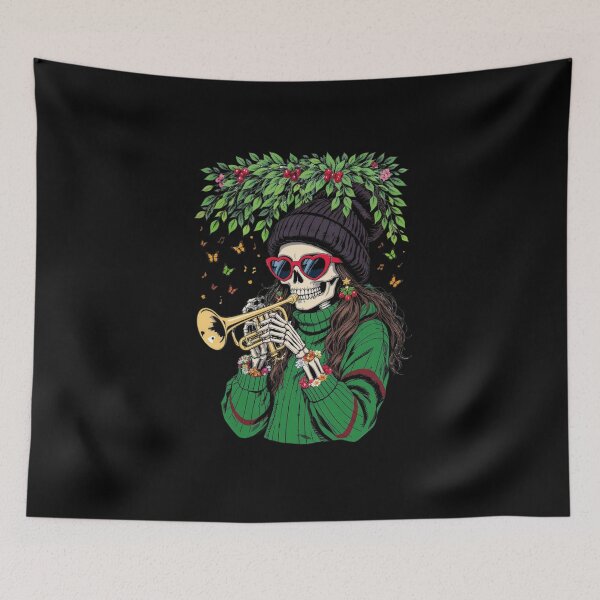 Item preview, Music & Mistletoe Skeleton Girl | Festive Christmas Design designed and sold by ColorSplash123.
