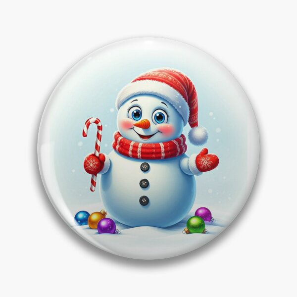 Item preview, Cute Smiling Snowman with Candy Cane and Santa Hat – Festive Winter Holiday Cartoon Art designed and sold by PixelVibe782.