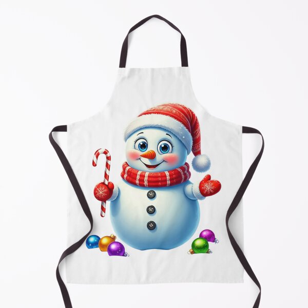 Item preview, Cute Smiling Snowman with Candy Cane and Santa Hat – Festive Winter Holiday Cartoon Art designed and sold by PixelVibe782.