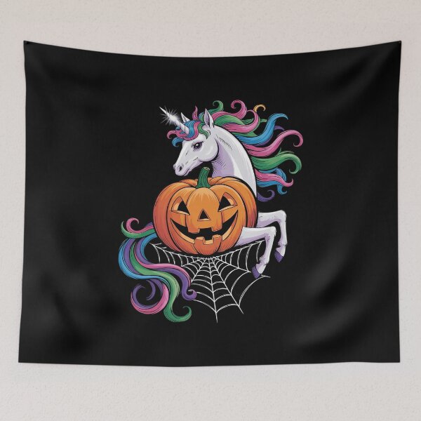 Item preview, Unicorn Wearing Pumpkin Halloween Unicorn Lover  designed and sold by HuValverdeArt.