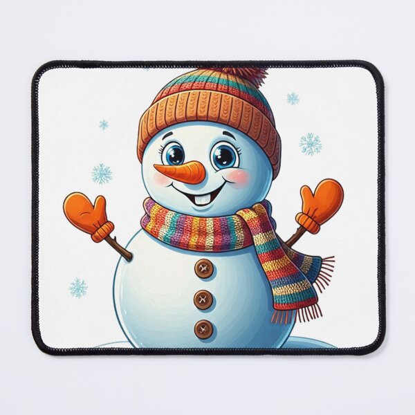 Item preview, Cute Snowman with Colorful Beanie and Scarf – Cheerful Winter Cartoon Illustration designed and sold by PixelVibe782.