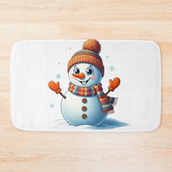 Item preview, Cute Snowman with Colorful Beanie and Scarf – Cheerful Winter Cartoon Illustration designed and sold by PixelVibe782.