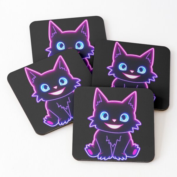 Item preview, Sitting Neon Kitten – Cute Cyberpunk Glow Cat designed and sold by Club Seal Prints.