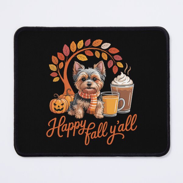 Item preview, Happy Fall Y'all Yorkie Autumn Pumpkin Spice Latte designed and sold by ValerieRodrigue.