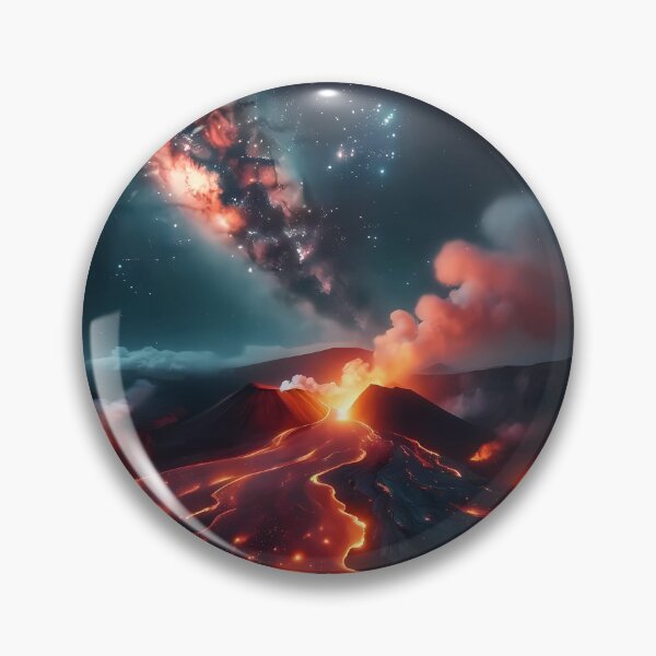 Item preview, Volcanic Landscape with Glowing Lava Flow Under Starry Night Sky – Fiery Nature Scene designed and sold by Cultradesign.
