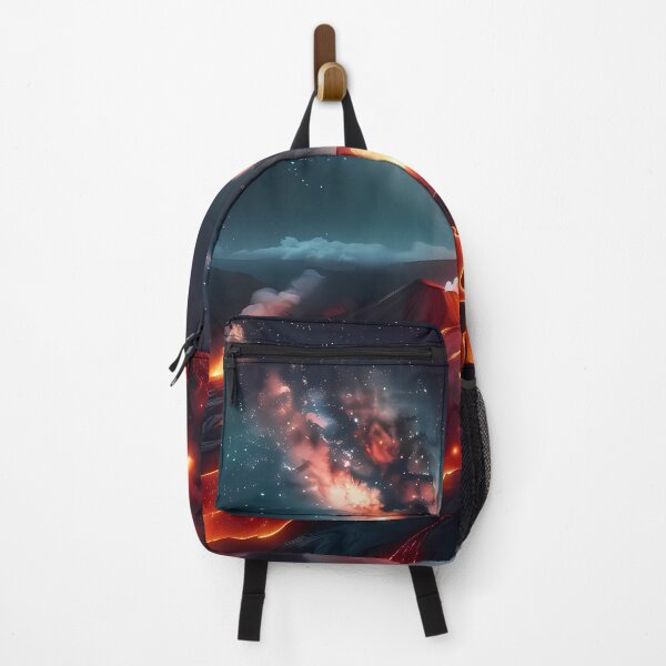 Item preview, Volcanic Landscape with Glowing Lava Flow Under Starry Night Sky – Fiery Nature Scene designed and sold by Cultradesign.