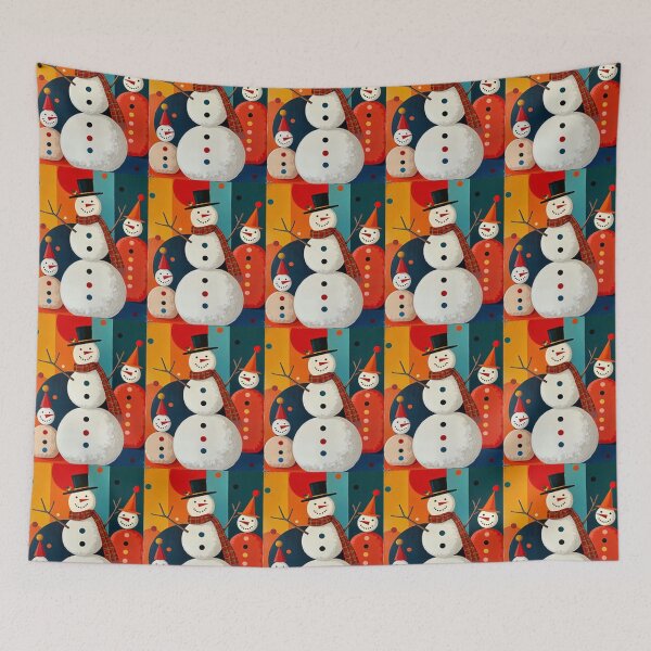 Item preview, Seventies Style Snowmen Retro Modern Christmas Design designed and sold by taiche.