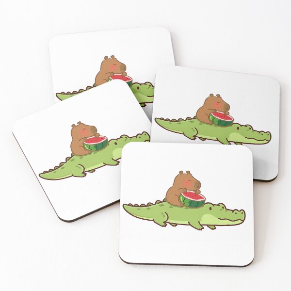 Item preview, Chill Capybara Riding Alligator with Watermelon - Best Friends - Cute Kawaii Vibe designed and sold by Bewtm12.