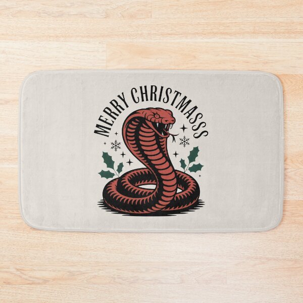 Item preview, Stylized Cobra Surrounded by Stars, Snowflakes, and Bold Christmas Greeting designed and sold by SplashTastic.
