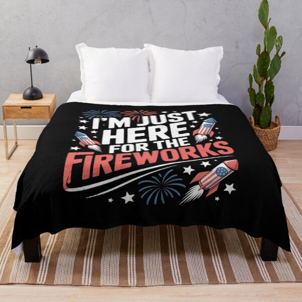 Item preview, I'm Just Here For The Fireworks Patriotic 4th Of July USA designed and sold by lilLilaBatArt.