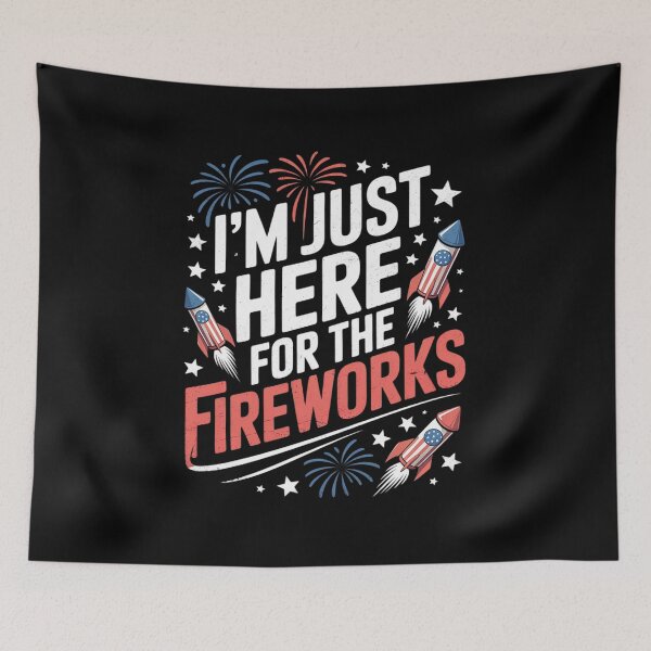 Item preview, I'm Just Here For The Fireworks Patriotic 4th Of July USA  designed and sold by lilLilaBatArt.