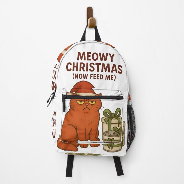 Item preview, Meowy Christmas (Now Feed Me) – Funny Grumpy Cat Holiday Pun designed and sold by Bettybee00.