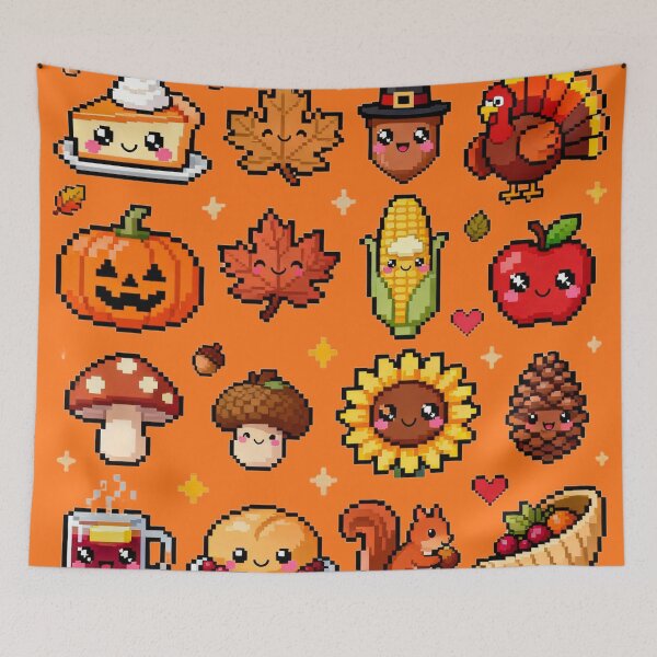 Item preview, Cute Pixel Thanksgiving Autumn Icons designed and sold by MuseAI.