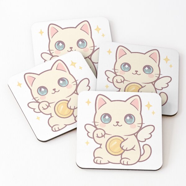 Item preview, Fortune Coin Cat Sticker | Kawaii Lucky Cat Money Charm | Maneki Neko Wealth Magnet designed and sold by HerDreamCodes.