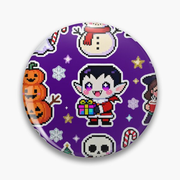 Item preview, Kawaii Pixel Spooky Christmas Characters designed and sold by MuseAI.