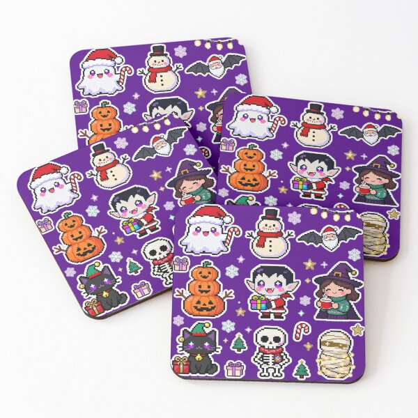 Item preview, Kawaii Pixel Spooky Christmas Characters designed and sold by MuseAI.