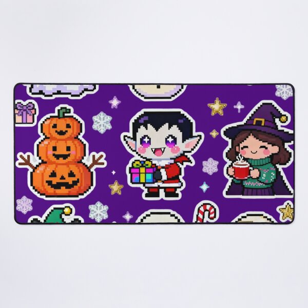 Item preview, Kawaii Pixel Spooky Christmas Characters designed and sold by MuseAI.