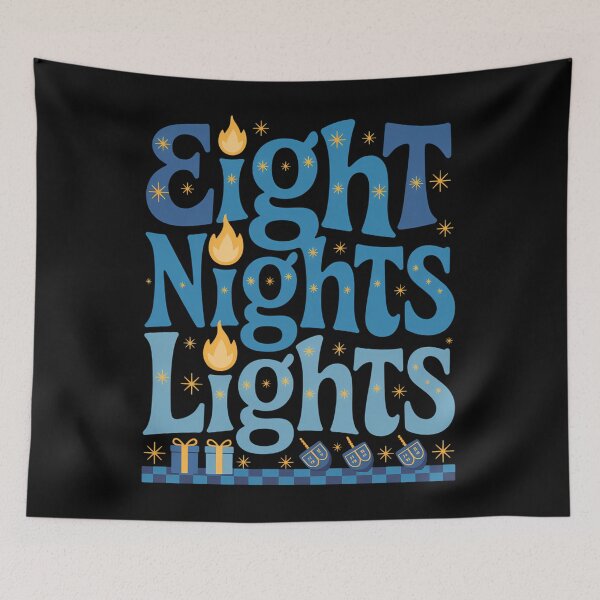 Item preview, Eight Nights and Eight Lights Happy Hanukkah designed and sold by brynatshop.