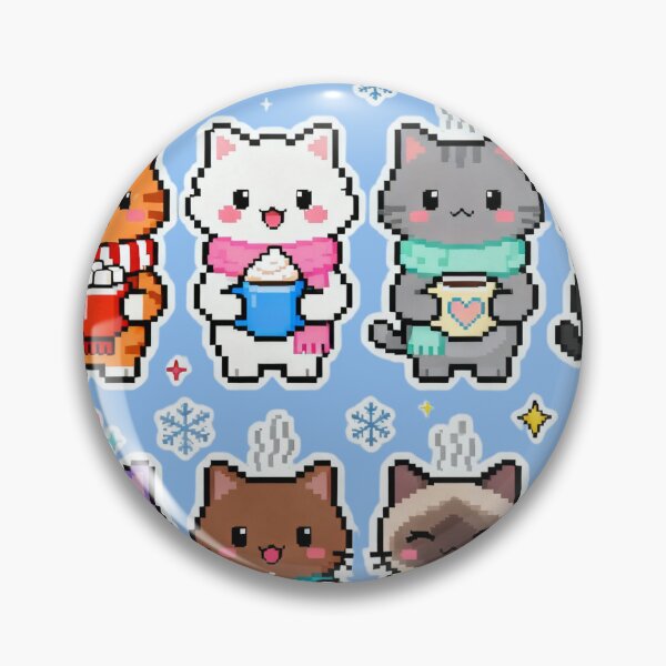 Item preview, Adorable Pixel Winter Cats Kawaii Art designed and sold by MuseAI.