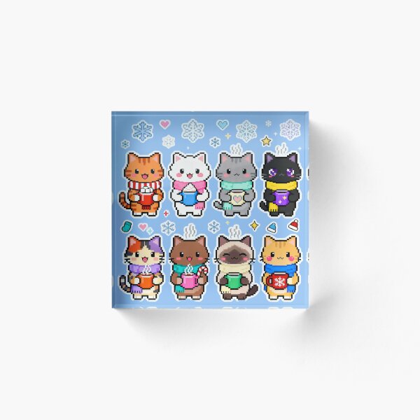 Artikelvorschau, Niedliche Pixel-Winterkatzen Kawaii-Kunst entworfen und verkauft von MuseAI.