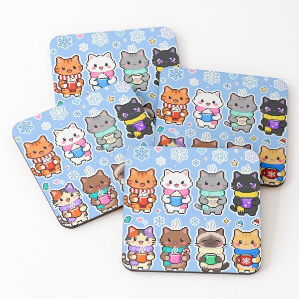 Item preview, Adorable Pixel Winter Cats Kawaii Art designed and sold by MuseAI.