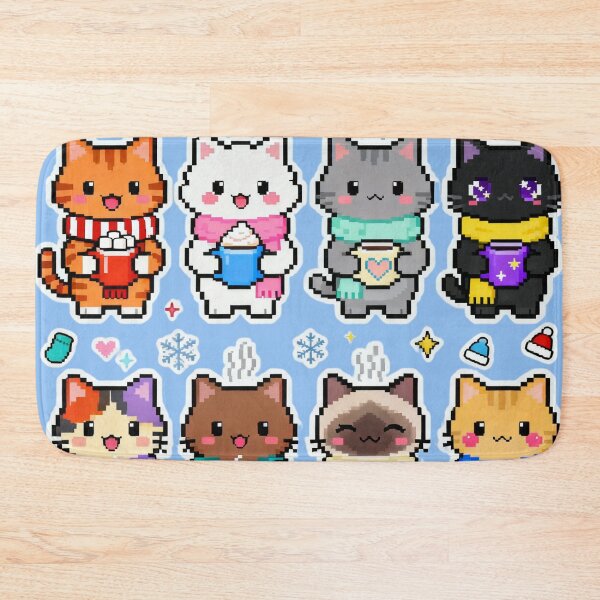 Item preview, Adorable Pixel Winter Cats Kawaii Art designed and sold by MuseAI.
