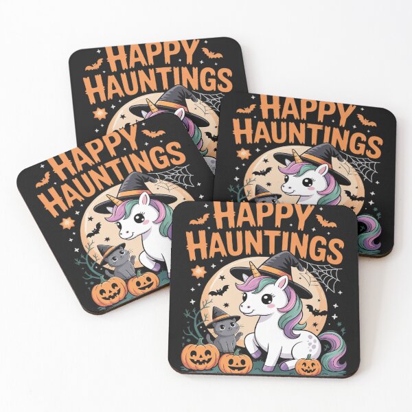 Item preview, Happy Hauntings Cute Unicorn Halloween Witch Cat Moon  designed and sold by GGrizeldaRivas.