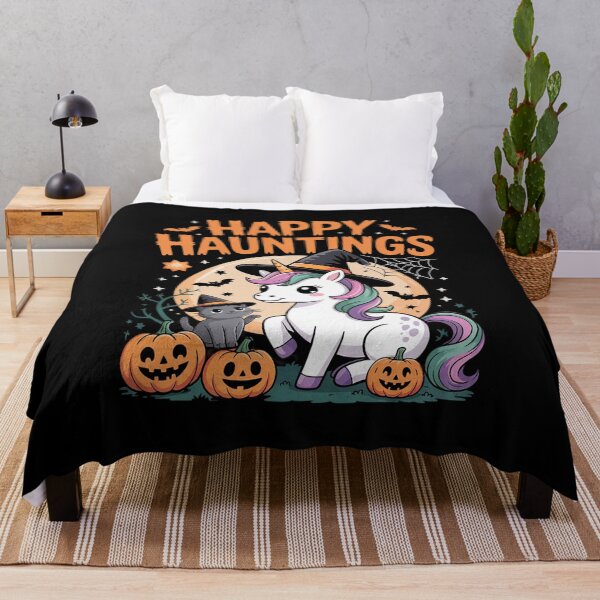 Item preview, Happy Hauntings Cute Unicorn Halloween Witch Cat Moon designed and sold by GGrizeldaRivas.