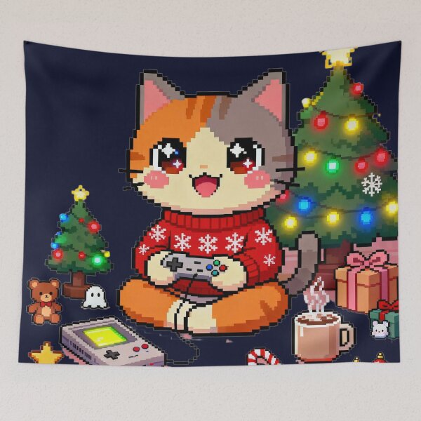 Item preview, Cozy Pixel Gamer Christmas Room Aesthetic designed and sold by MuseAI.