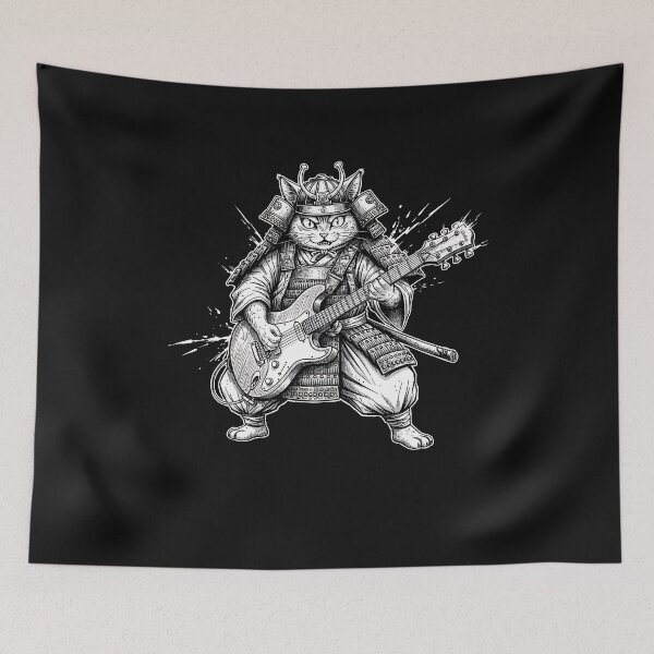 Item preview, Japanese Art Cat Ninja Ukiyo-E Anime Style Samurai Cat  designed and sold by merlinnears.
