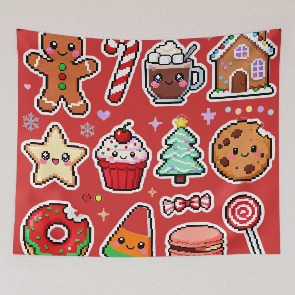 Item preview, Cute Pixel Christmas Treat Sticker Set designed and sold by MuseAI.