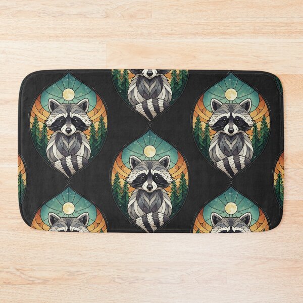 Item preview, Stained Glass Raccoon Under Moonlit Forest designed and sold by MerchYouSearch.