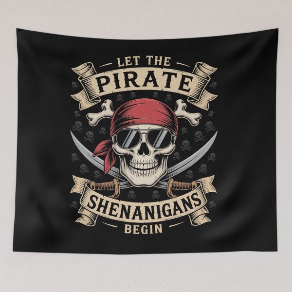 Item preview, Halloween Skull Let The Pirate Shenanigans Begin designed and sold by Veroniadic.