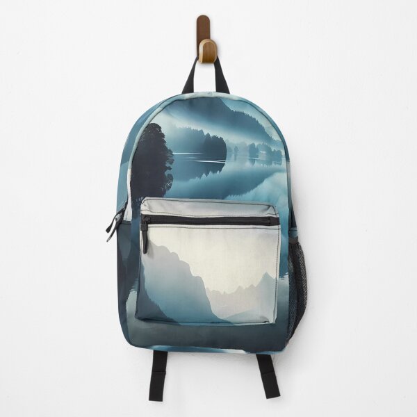 Item preview, Misty Mountain Lake at Sunrise – Serene Blue and Black Landscape designed and sold by Cultradesign.