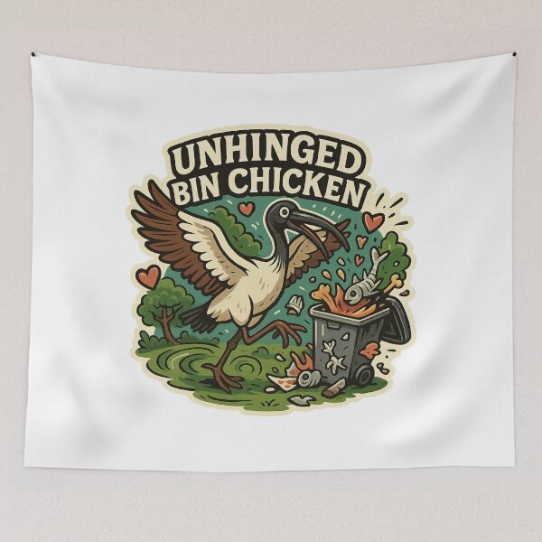Item preview, Unhinged Bin Chicken Tee - Hilarious Aussie Adventure Meme Shirt 2025 designed and sold by GeniePixel.