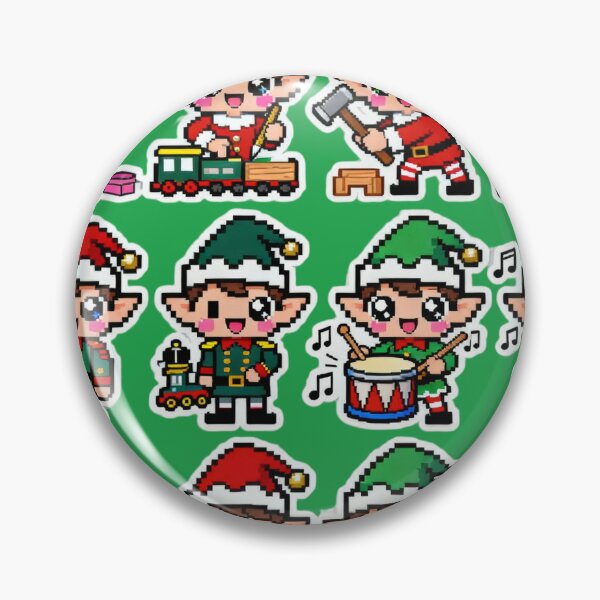 Item preview, Cute Pixel Santa Elf Helpers Kawaii Art designed and sold by MuseAI.