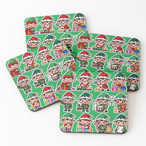 Item preview, Cute Pixel Santa Elf Helpers Kawaii Art designed and sold by MuseAI.