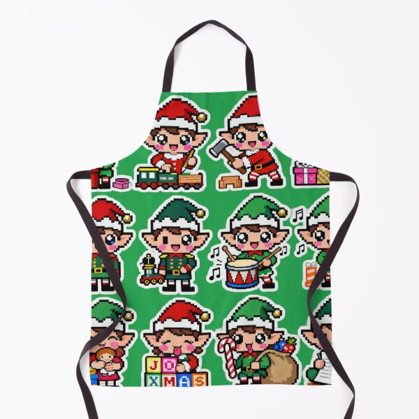 Item preview, Cute Pixel Santa Elf Helpers Kawaii Art designed and sold by MuseAI.