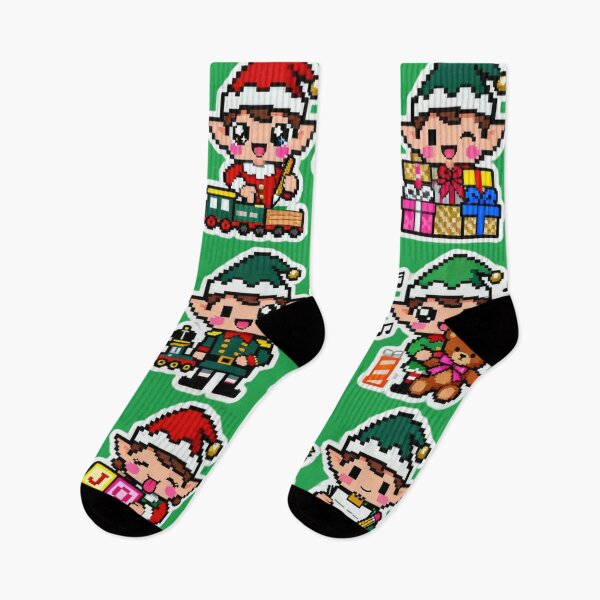 Item preview, Cute Pixel Santa Elf Helpers Kawaii Art designed and sold by MuseAI.