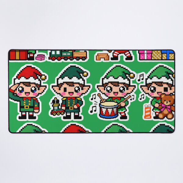 Item preview, Cute Pixel Santa Elf Helpers Kawaii Art designed and sold by MuseAI.