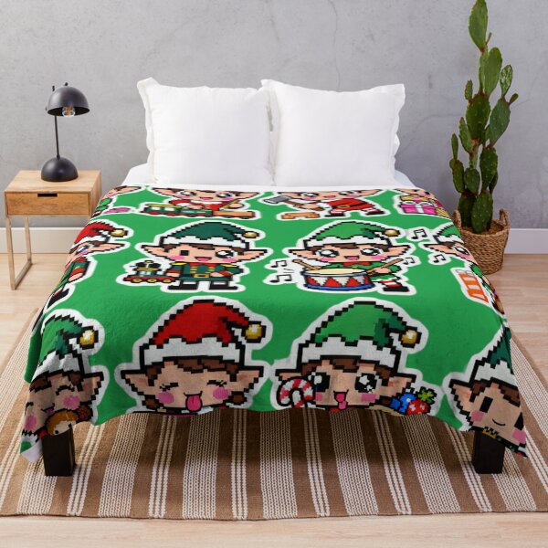 Item preview, Cute Pixel Santa Elf Helpers Kawaii Art designed and sold by MuseAI.